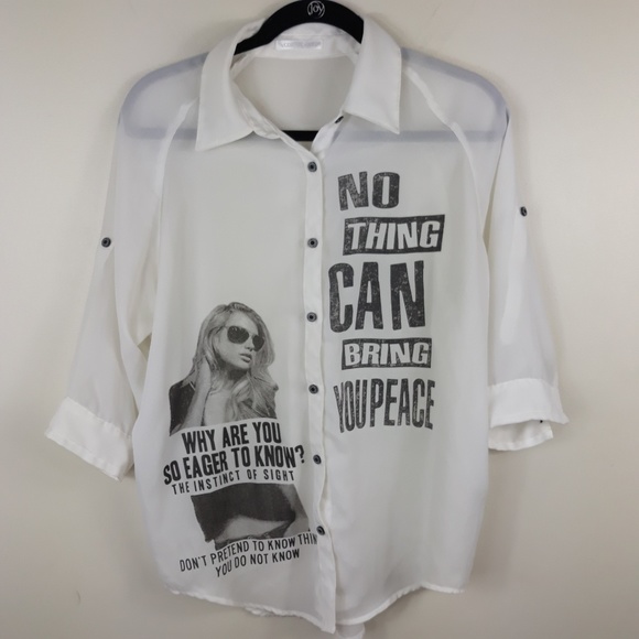 Cornflake Tops - Cornflake| Sheer Graphic Button Down Shirt